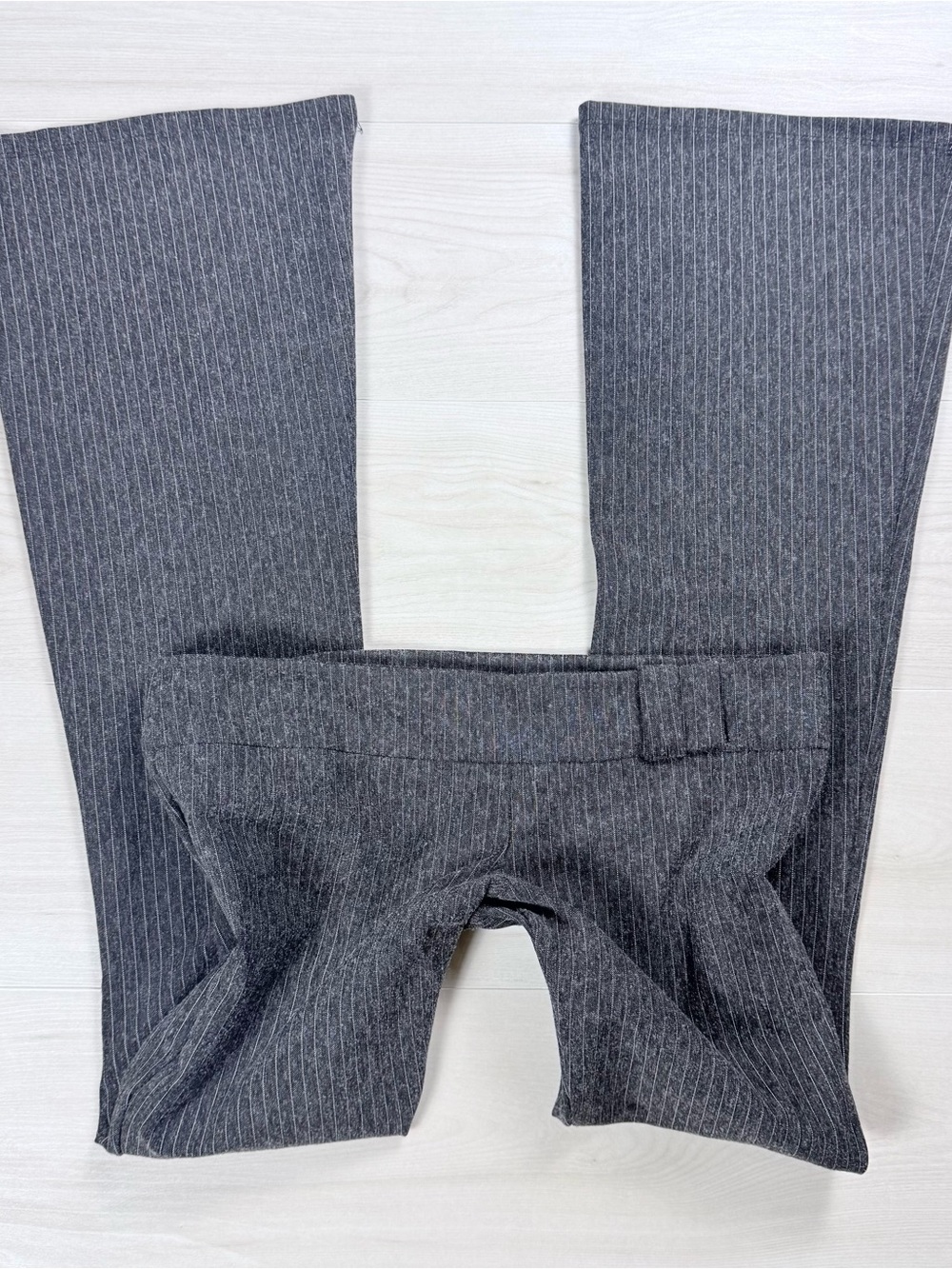 Zara Women's Charcoal Gray Pinstripe super low rise Boot Cut trouser Pants